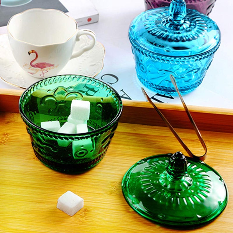 MASSJOY European Retro Nostalgic Three-Dimensional Relief Color Glass Jar Candy Jar Seasoning Jar With Lid - Image 4